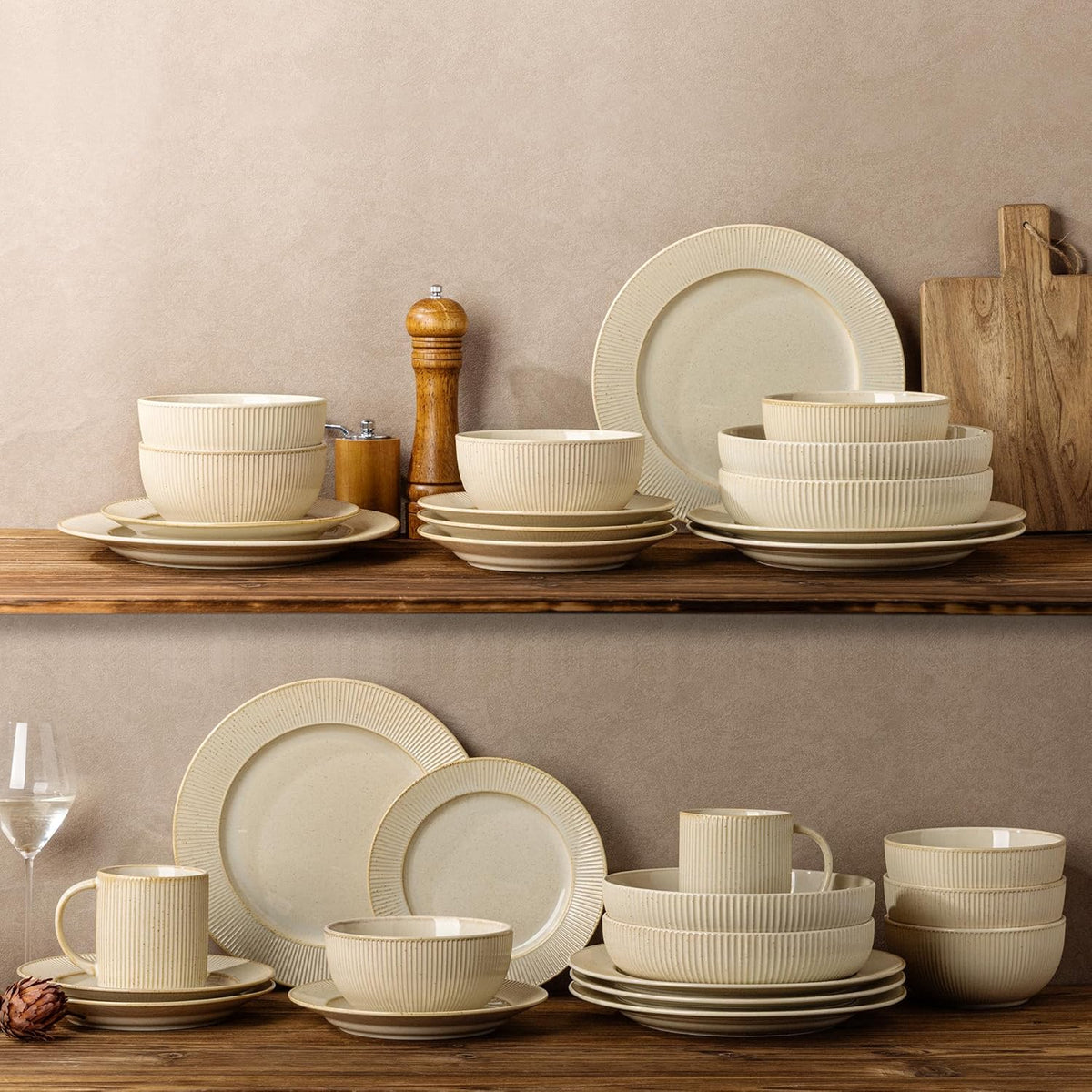TheTerra 409 Dinnerware Sets for 4,Cappuccino