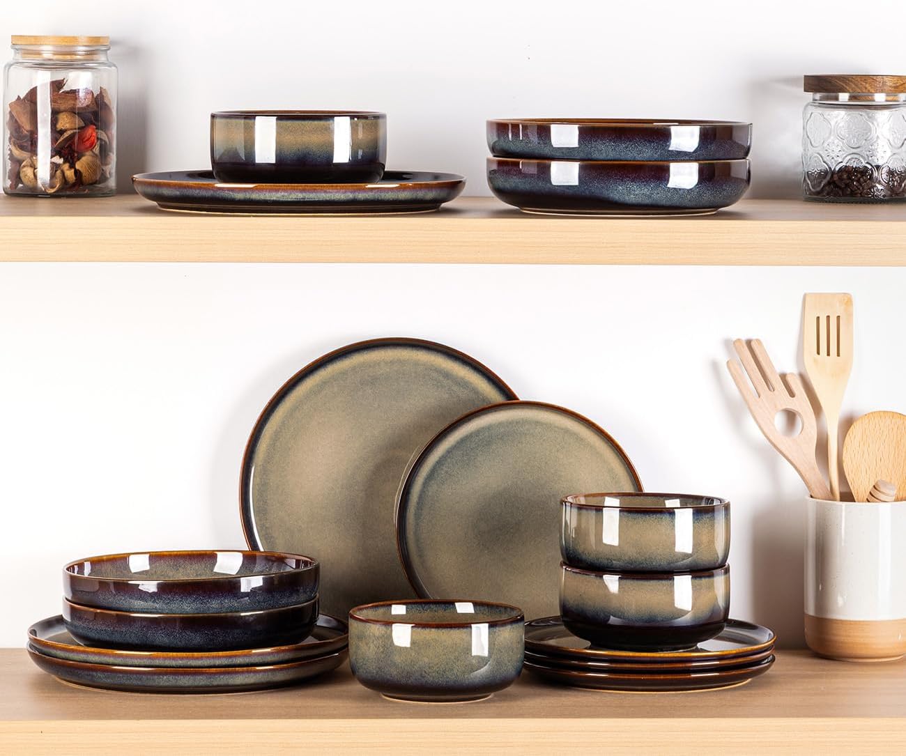 TheTerra 407  Dinnerware Sets for 4,Coca Mocha