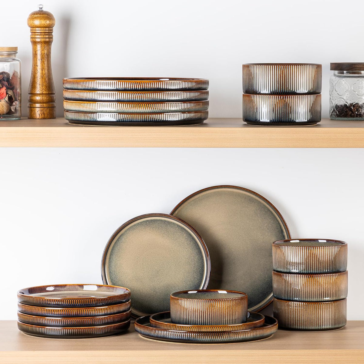 TheTerra 401 Dinnerware Sets for 4,Coca Mocha