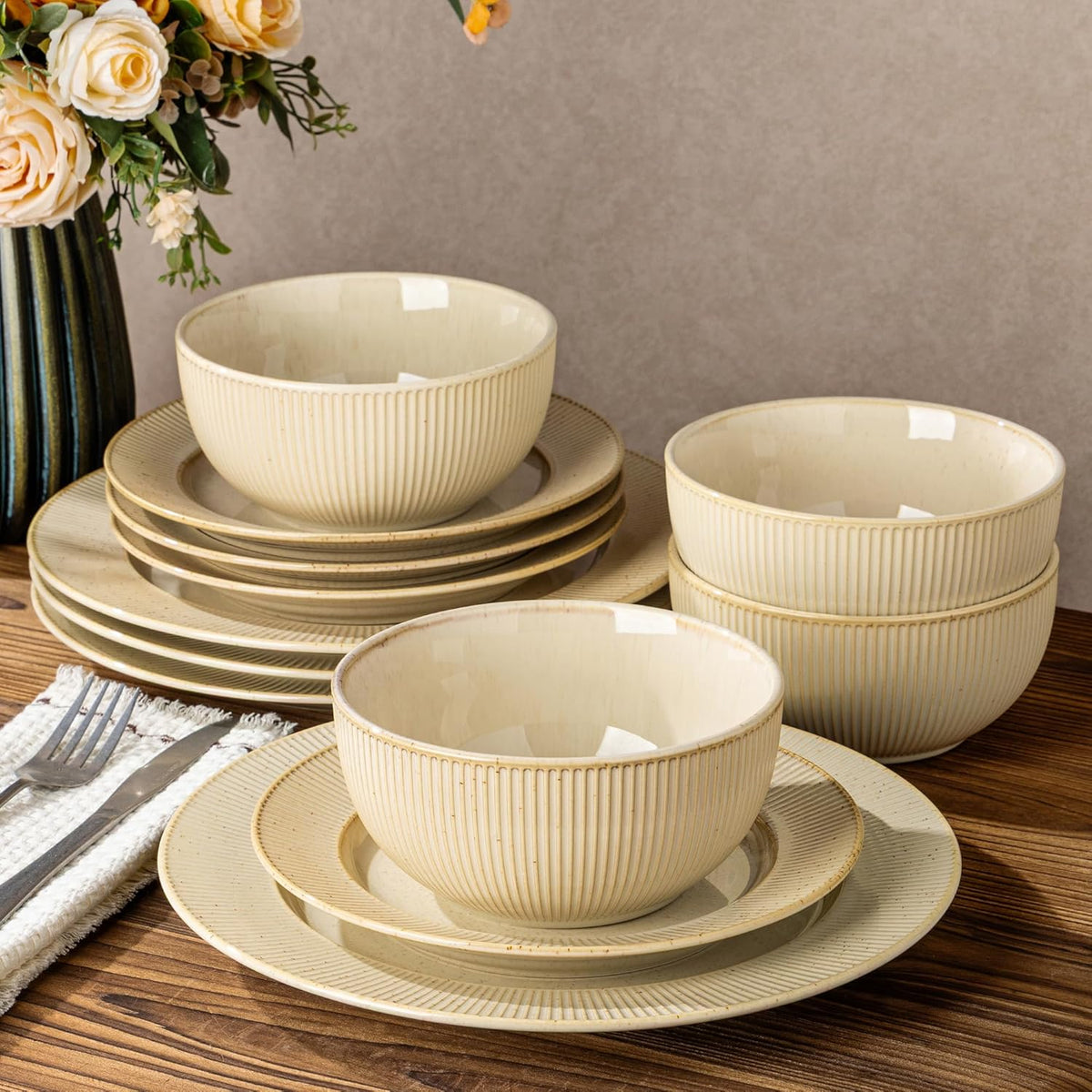 TheTerra 409  Dinnerware Sets for 4,Cappuccino