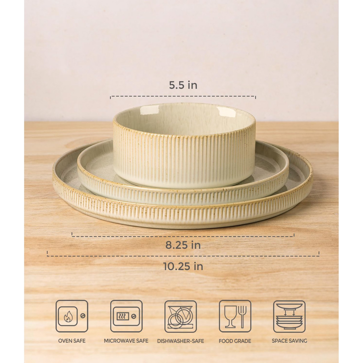 TheTerra Ceramic Dinnerware Sets for 4, 12 Pieces Porcelain Lightweight Speckled Plates and Bowls Sets, Scratch Resistant Dish Set, Oven & Microwave & Dishwasher Safe, Coca Mocha