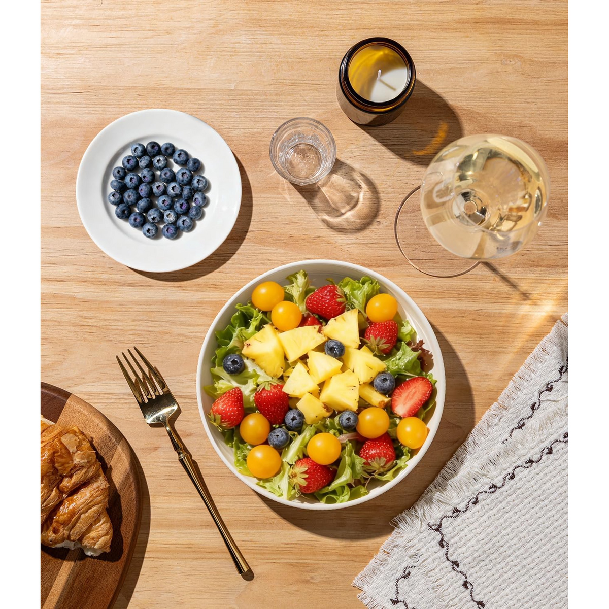 Theterra 7.5'' Ceramic Pasta Bowls, Salad Bowls Set of 4, Stoneware Serving Bowls for Fruits, Noodle, Dinner, House-warming Wedding Present, Beige